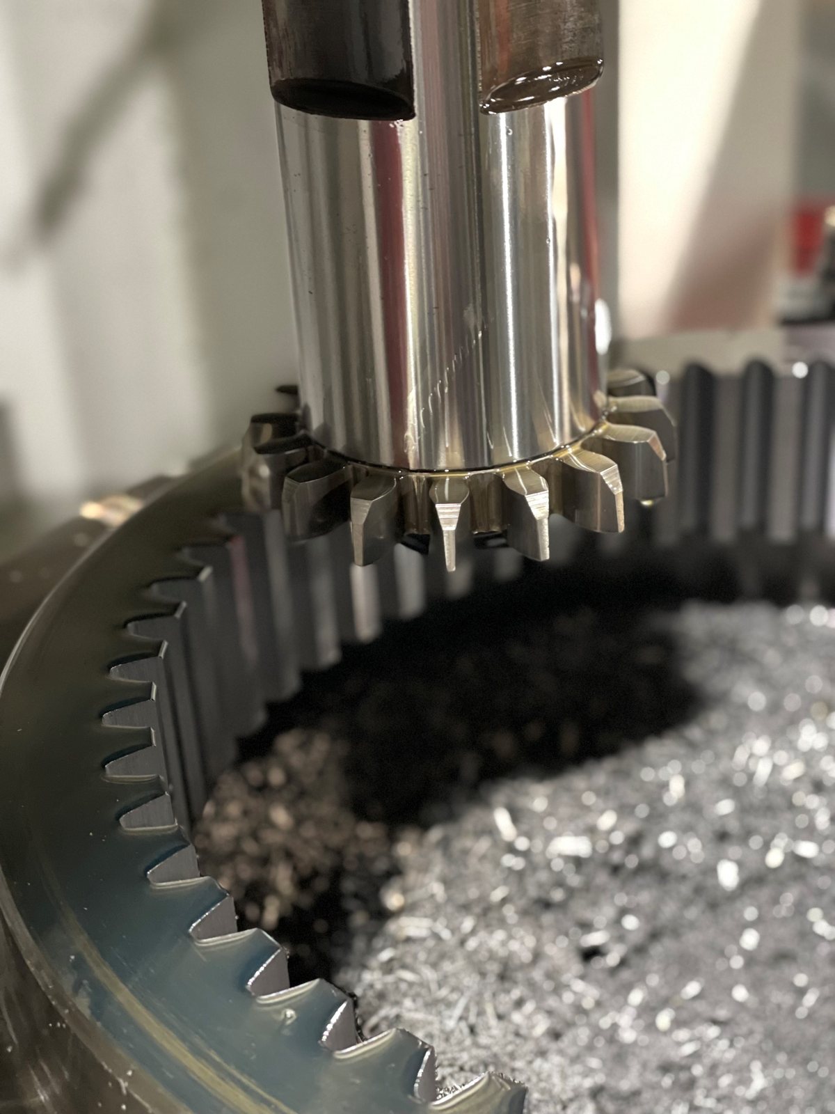 Gear shaping in progress: a CTI shaper cutter generating an external gear
